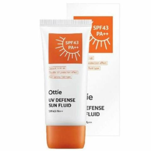 Ottie UV Defense Sun Fluid SPF43/PA++ Водостойкий солнцезащитный флюид для лица и тела.