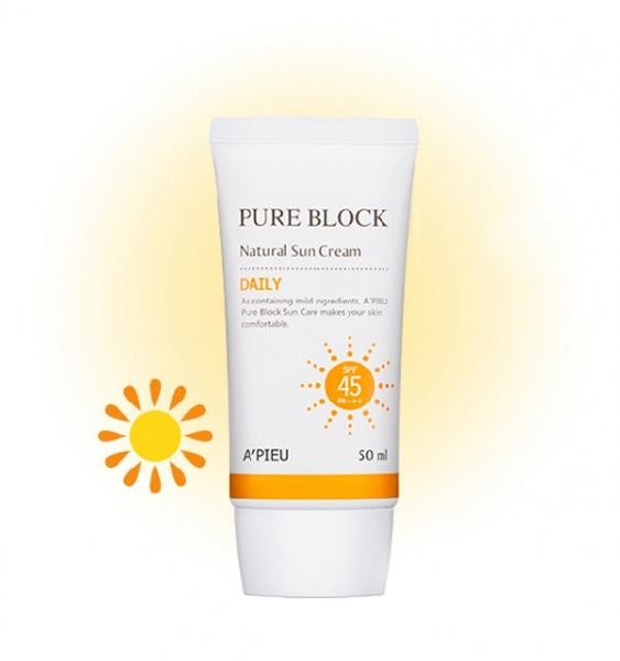 A'PIEU Pure Block Daily Sun Cream (SPF45 PA+++) Солнцезащитный крем