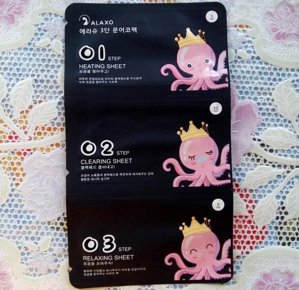 ALAXO Octopus Collagen 3 Step Nose Pack  Очищающая 3-шаговая маска для носа.