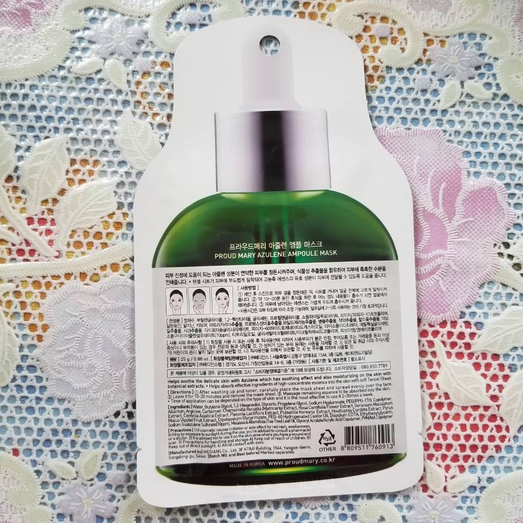 Proud Mary Azulene Ampoule Mask Pack Тканевая маска с азуленом для чувствительной кожи