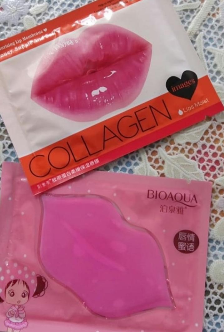 Bioaqua Pink Collagen Lip Mask Care Gel Membrane Moisture Anti-Ageing одноразовая гидрогелевая маска - патч для губ в аналогичной форме от китайского бренда "Bioaqua".