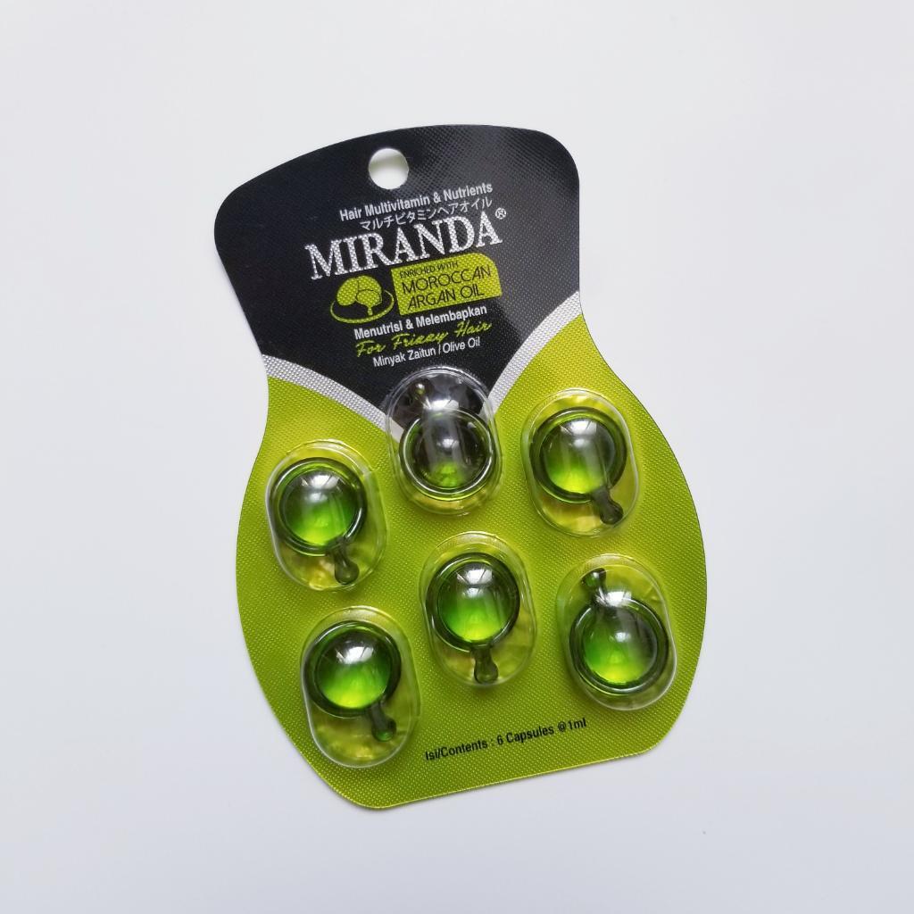 Miranda hair multivitamin and nutrients moroccan argan oil menutrisi and melenbapkan” Мультивитаминное масло для волос в капсулах.