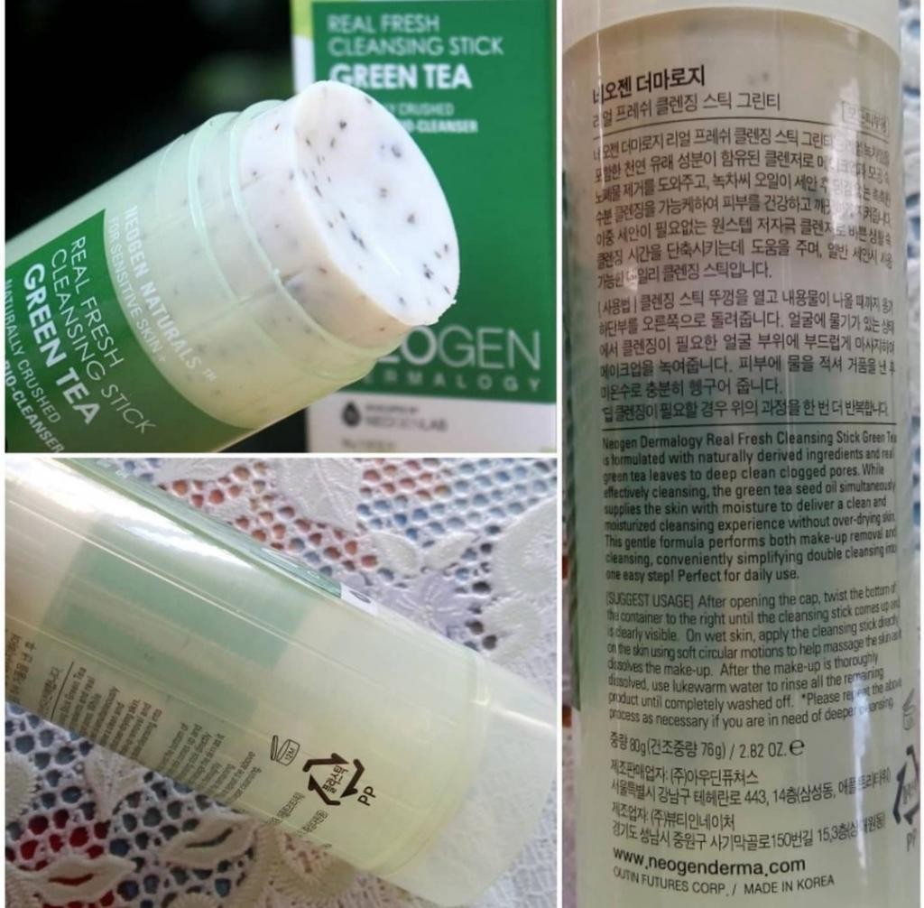 NEOGEN DERMALOGY REAL FRESH CLEANSING STICK GREEN TEA Очищающий стик с натуральными листьями зеленого чая
