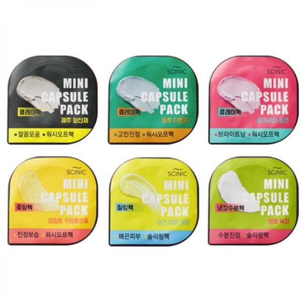 Scinic Mini Capsule Pack Капсульные глиняные маски -  с розой (Clay Bulgarian Rose) с вулканическим пеплом (Clay Jeju Volcanic)