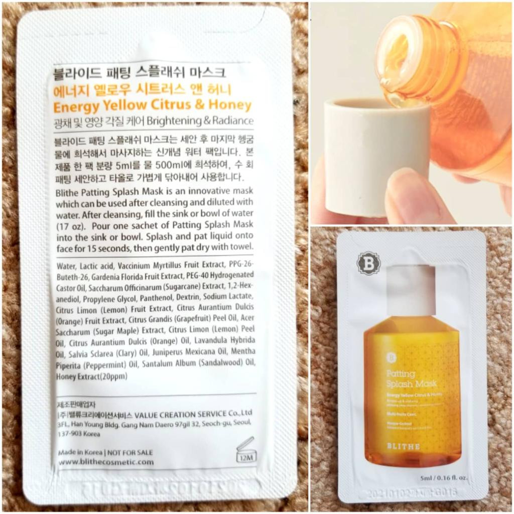 Blithe Patting Splash Mask Energy Yellow Citrus&Honey - жёлтая сплеш-маска  для осветления