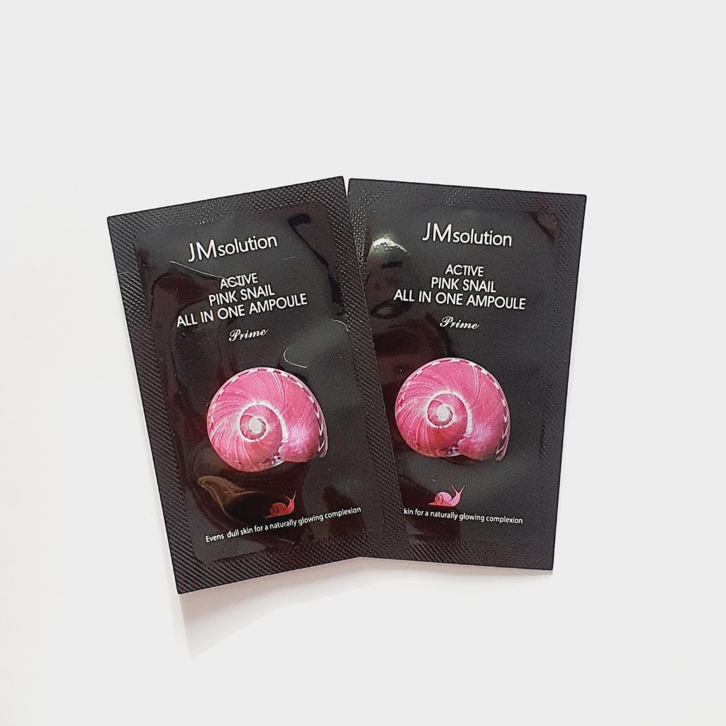 JM Solution Active Pink Snail All In One Ampoule Сыворотка 3 в 1 с муцином улитки и витамином В12.