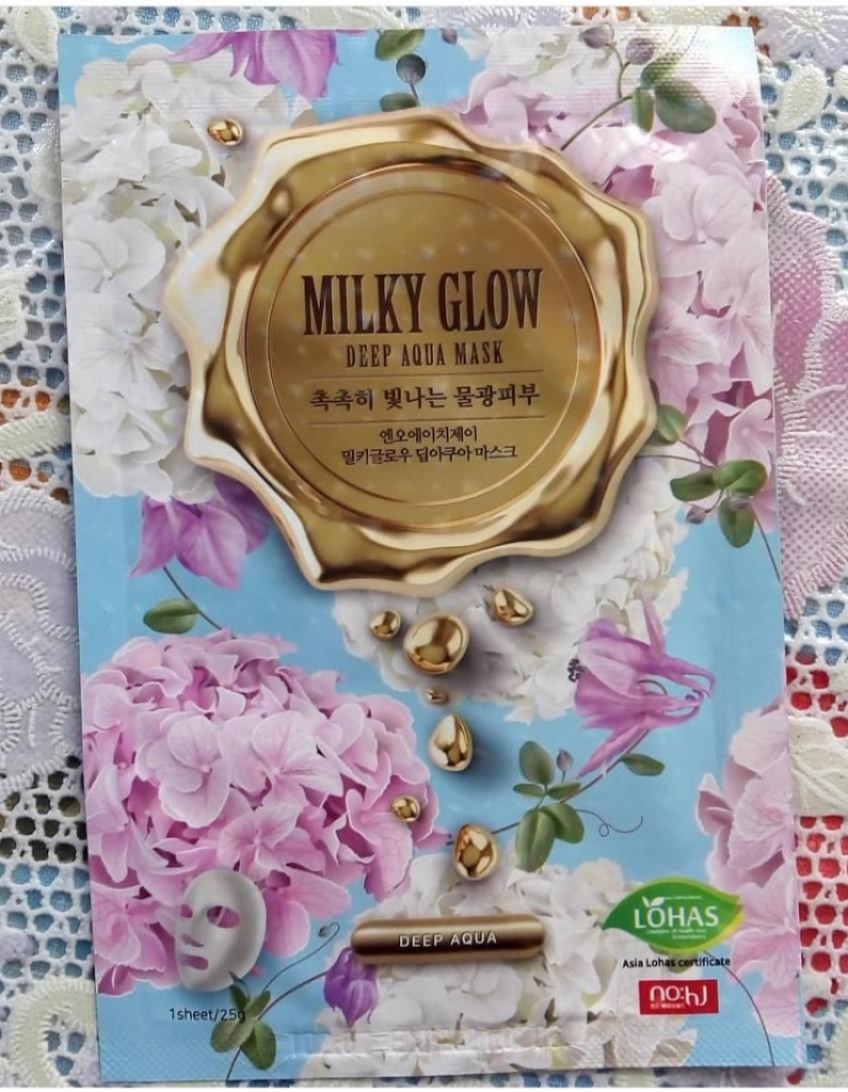 NOHJ Milky Glow Deep Aqua Интенсивно увлажняющая маска для лица.