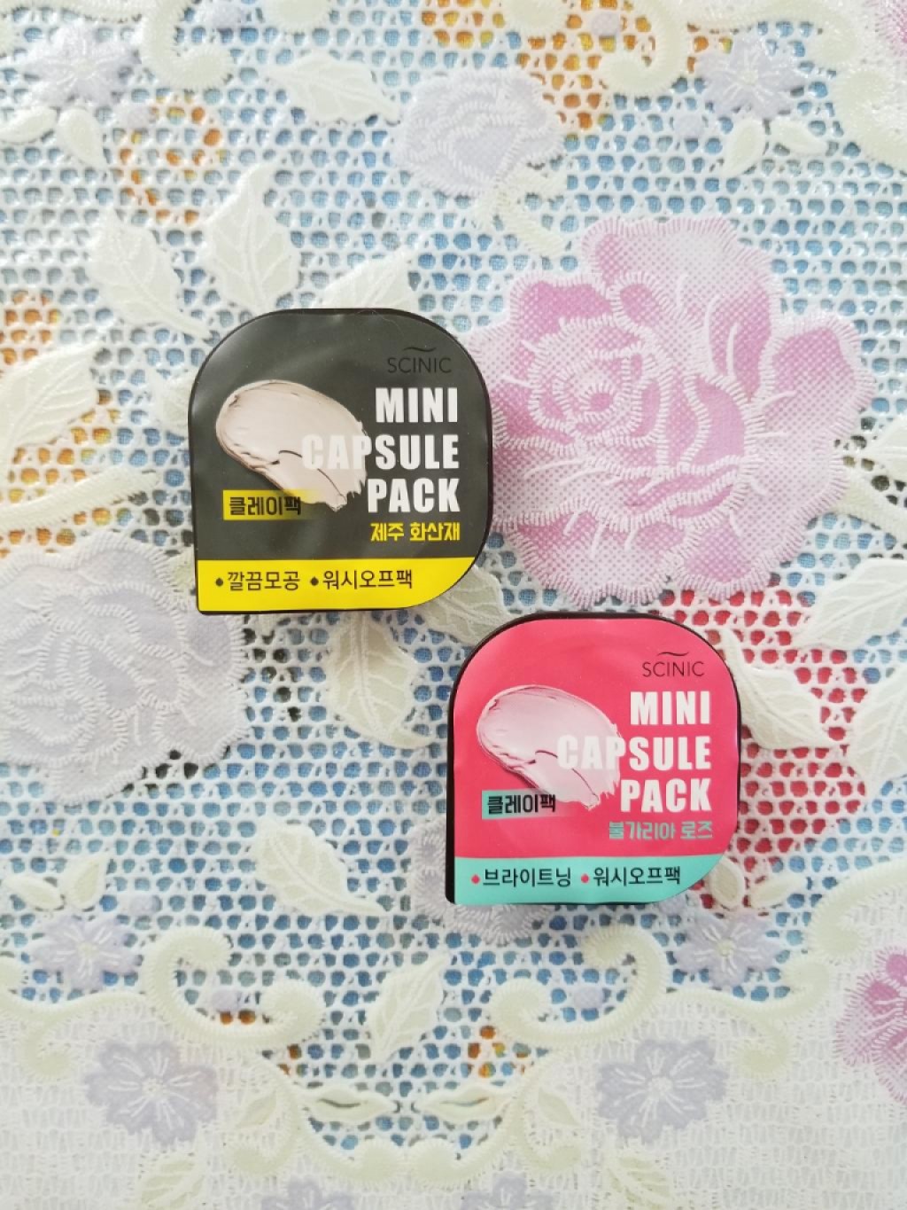 Scinic Mini Capsule Pack Капсульные глиняные маски -  с розой (Clay Bulgarian Rose) с вулканическим пеплом (Clay Jeju Volcanic)